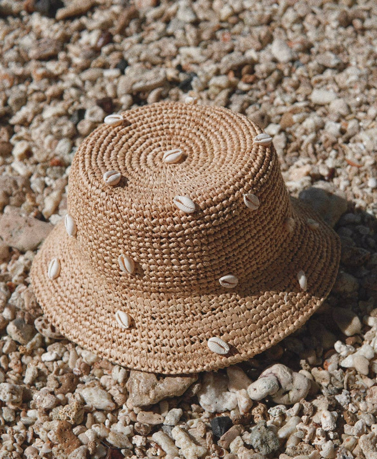 Puka Dot Shell Raffia Bucket Hat