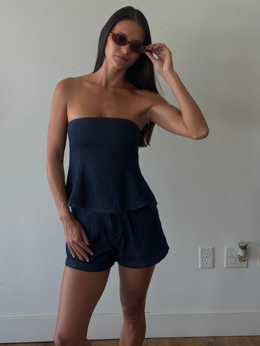 Gigi Strapless Denim Short Set