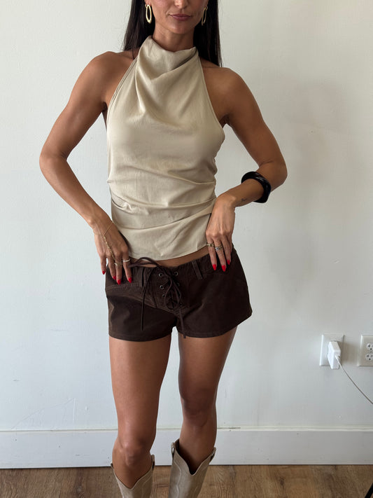 Maroney Low Waist Suede Shorts