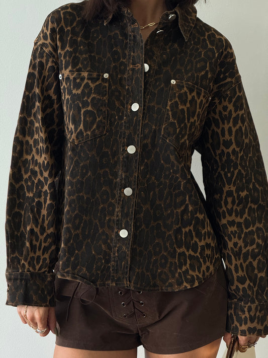 Wild Side Leopard Denim Shirt
