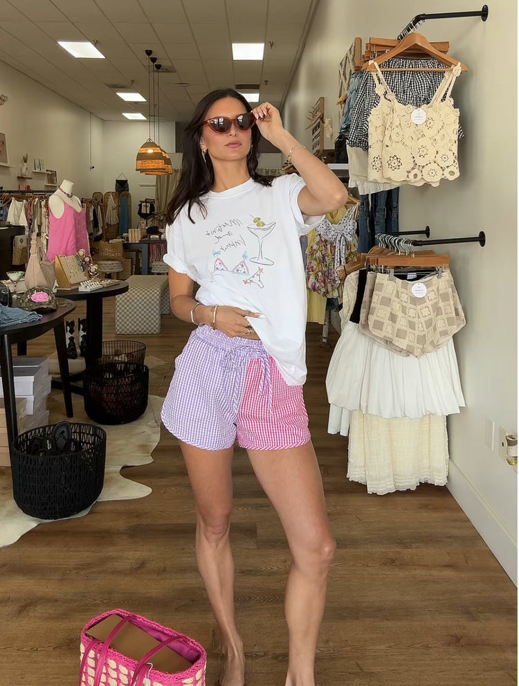 Lacey Colorblock Gingham Shorts