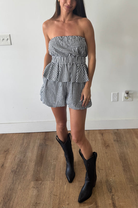 Set You Free Gingham Short Set