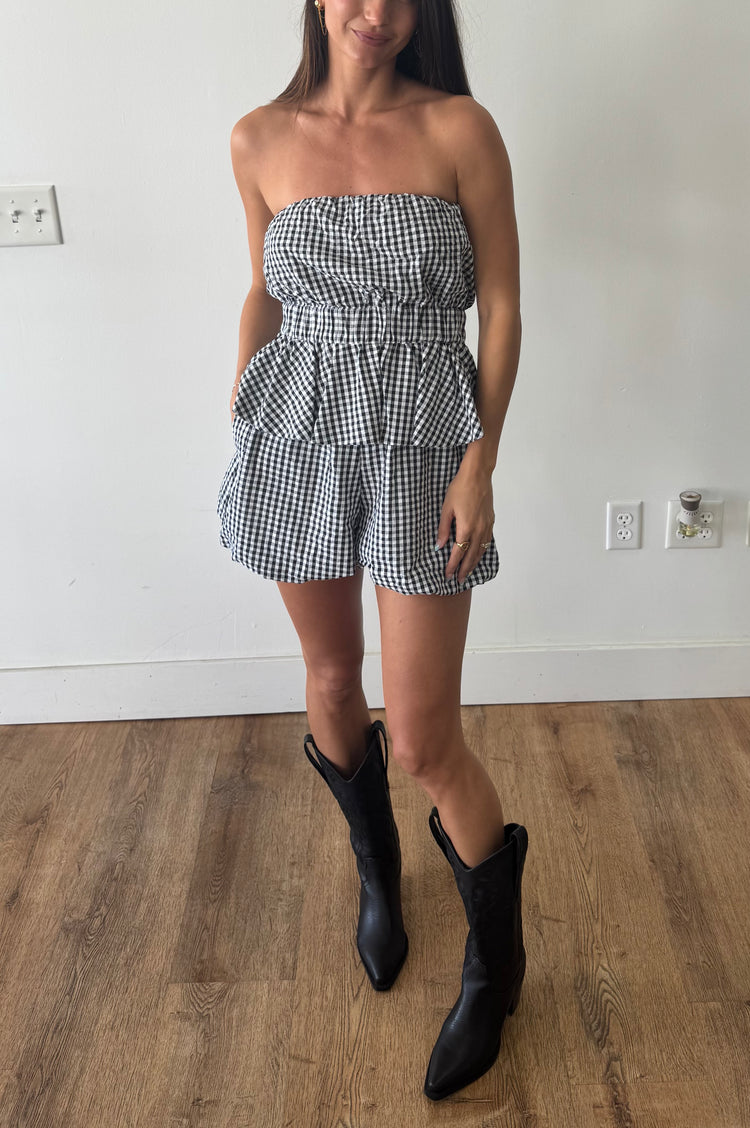 Set You Free Gingham Short Set