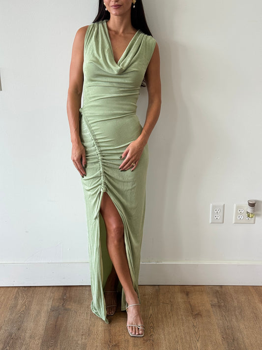Pistachio Scrunch Maxi Dress