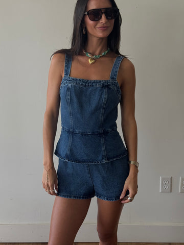 My Fun Peplum Denim Romper