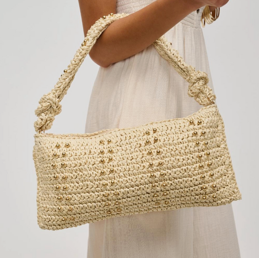 Clarissa Beaded Straw Shoulder Bag