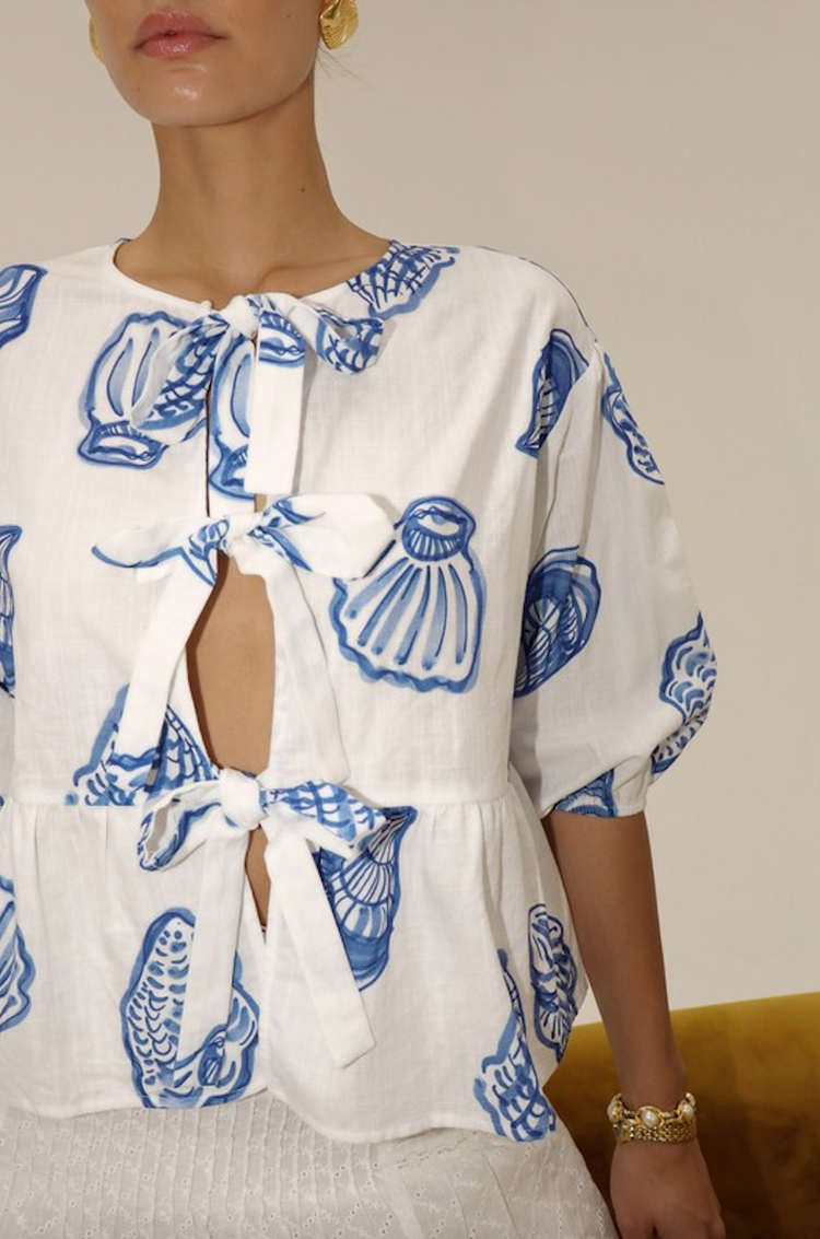 Shell Yeah Tie Blouse