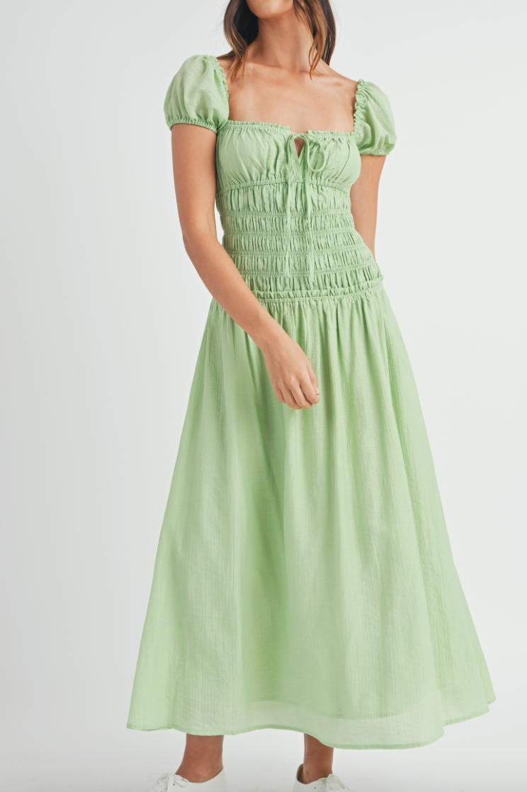 Apple of My Eye Puff Sleeve Midi