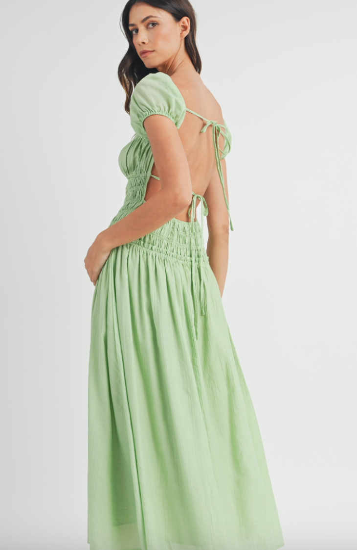 Apple of My Eye Puff Sleeve Midi