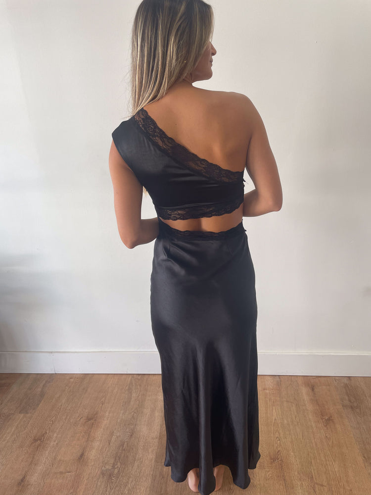 After Dark Satin One Shoulder Midi