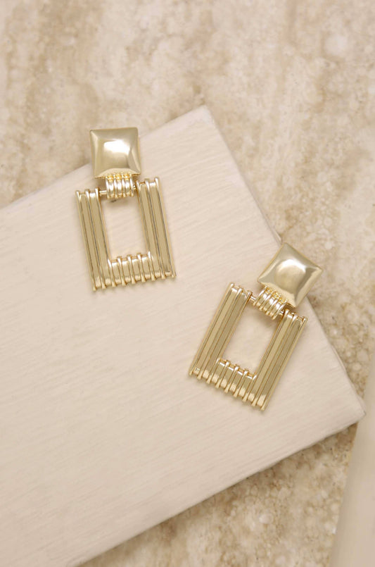 Moving Up Square Plated Earrings by Ettika