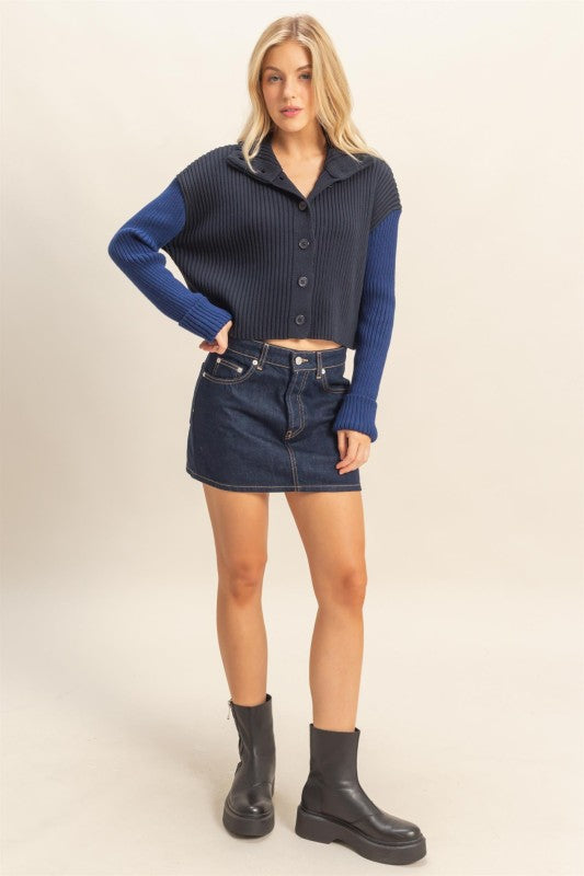 Ralph Two Toned Cardigan Sweater