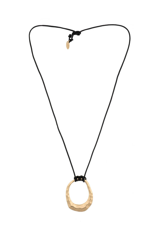 Hammered Golden Loop Pendant Necklace by Ettika