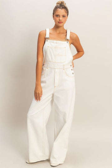 Eloise White Denim Overalls