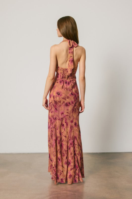 Sangria Bloom Halter Maxi