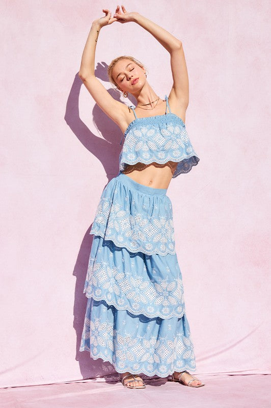 Macy Embroidered Maxi Skirt Set