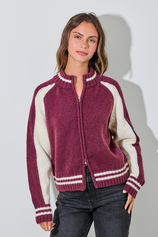 Melody Varsity Zip Cardigan