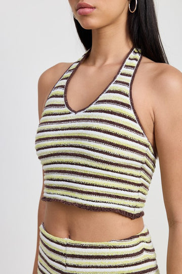 Matcha Stripe Knit Halter