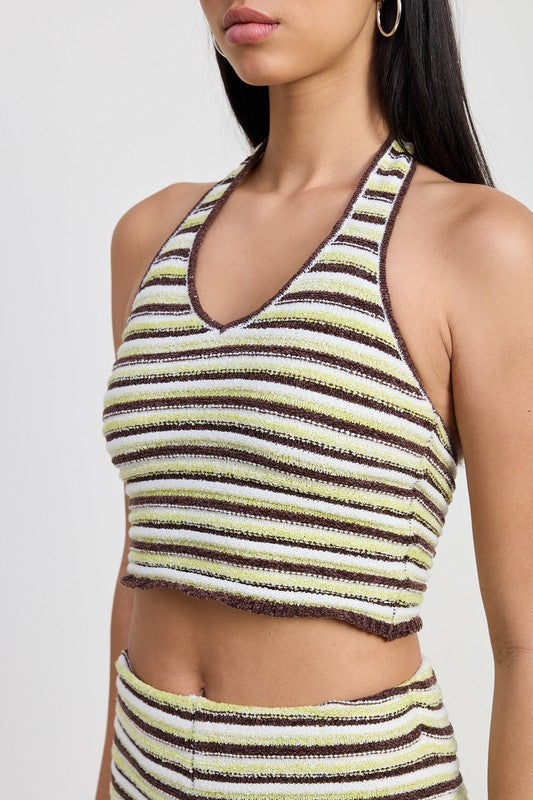 Matcha Stripe Knit Halter