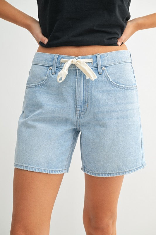 Not Tied Down White Denim Dad Short