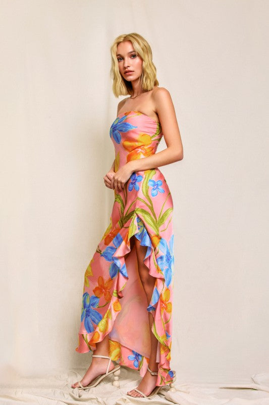 Hibiscus Strapless Midi