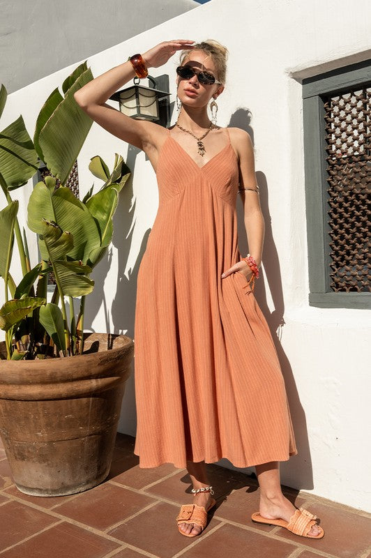 Terracotta Linen Midi