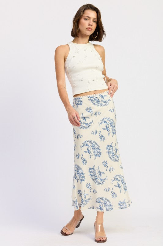 Wyoming Maxi Skirt with Lace Trim