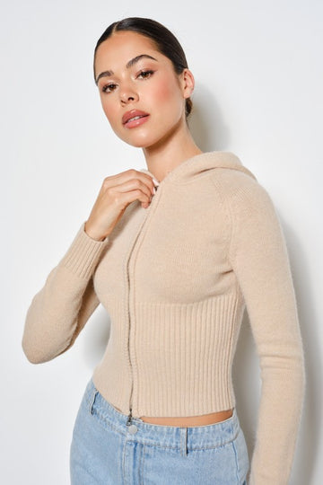 Renee Zip Up Hooded Cardigan