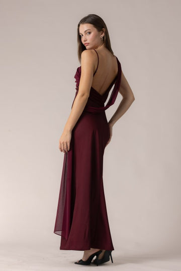 Dark Cherry Dream Satin Maxi