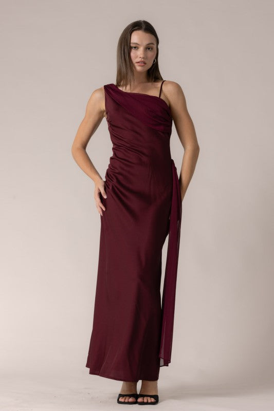 Dark Cherry Dream Satin Maxi