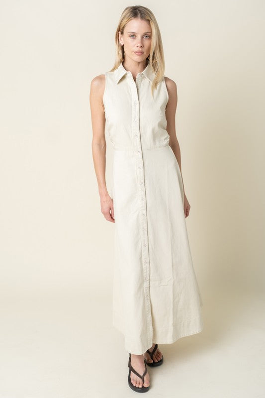 Fairway Sleeveless Button Down Midi