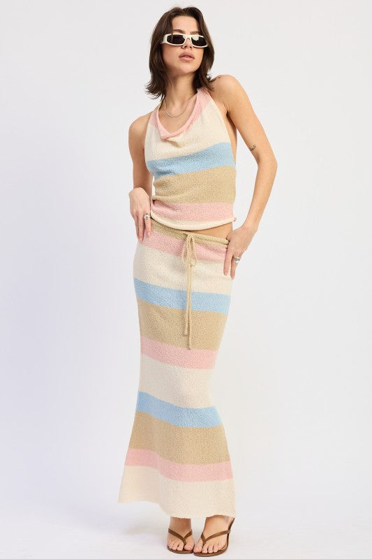 Abby Striped Terry Cloth Skirt Set