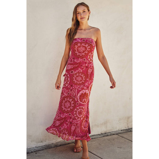 Stars Align Strapless Tie Back Maxi Dress