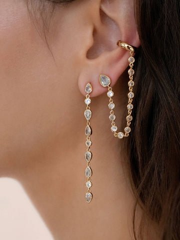 Ear Cuff Crystal Chain Stud