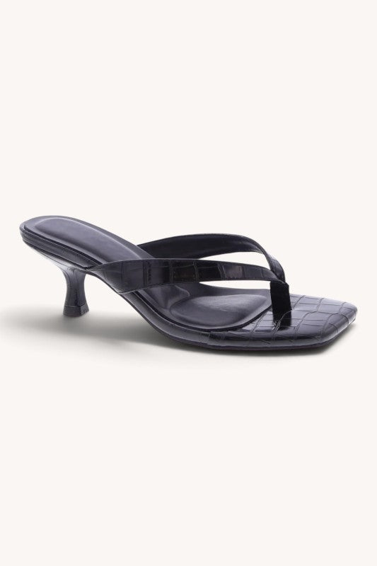 Lettie Square Toe Croc Kitten Heel