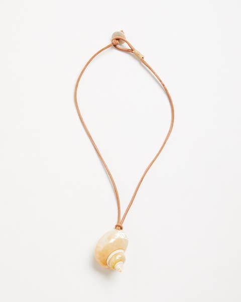 Large Conch Leather Cord Necklace
