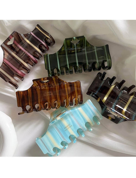 Vintage Heart Stripe Claw Clip