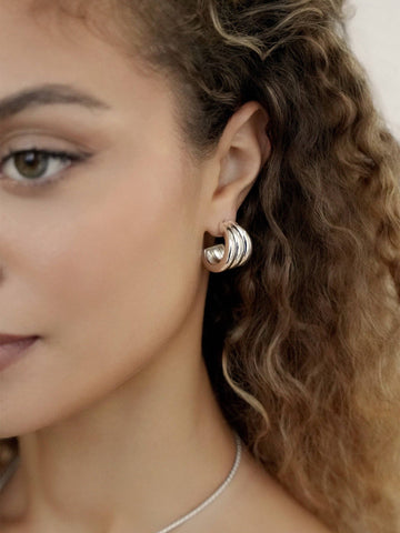 Triple Ribbed Hoops
