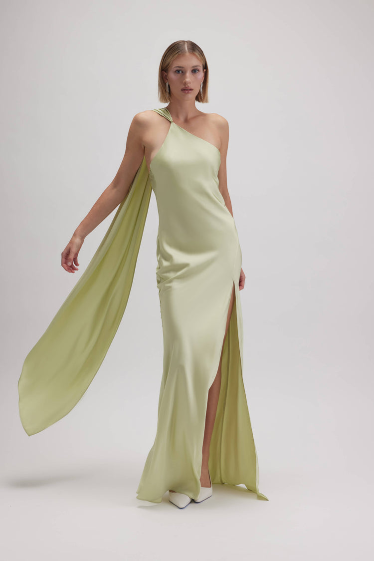 There She Goes One Shoulder Drape Maxi