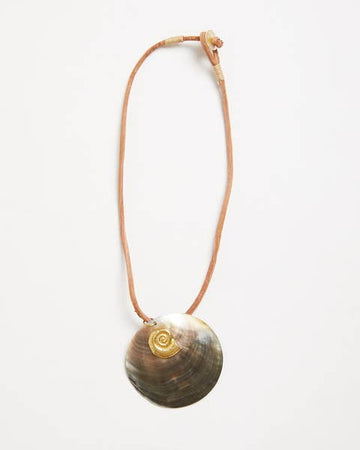 Mother of Pearl Shell Leather Cord Necklace