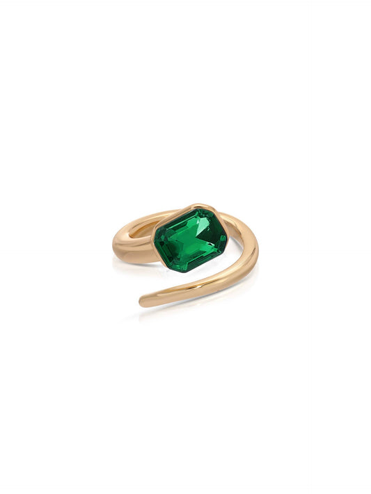 Emerald Deco Wrap Ring by Ettika