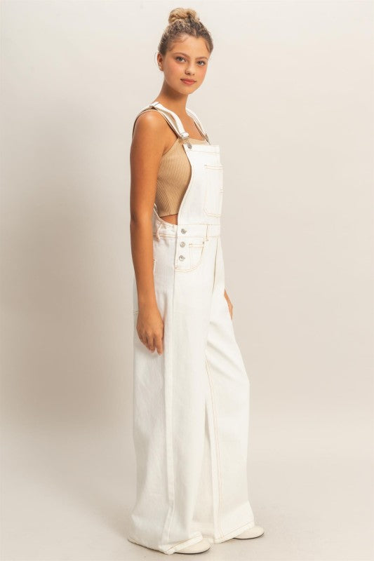 Eloise White Denim Overalls
