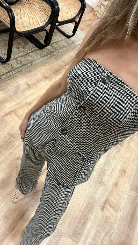 Playing Solitaire Houndstooth Bustier Top