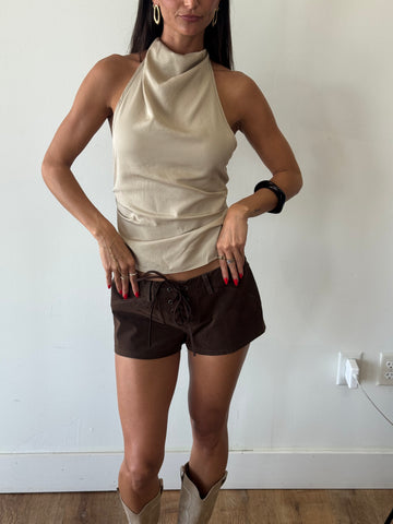 Maroney Low Waist Suede Shorts