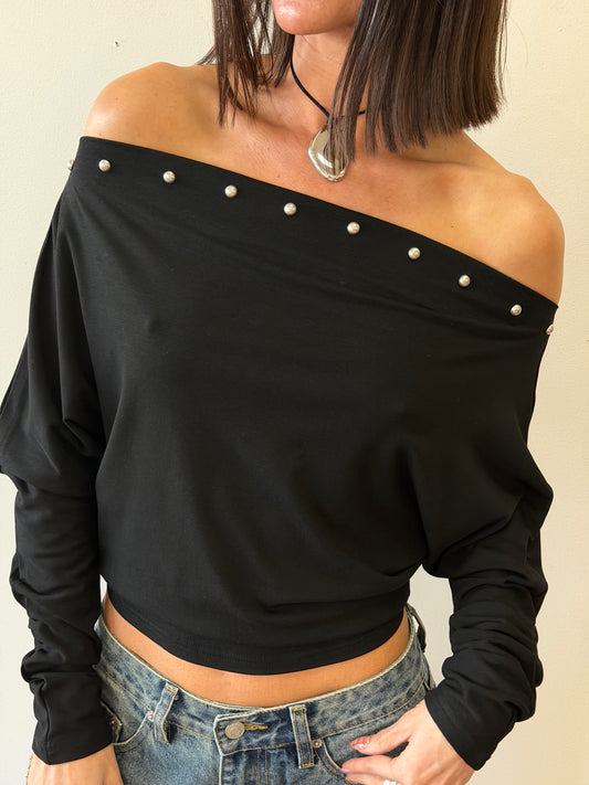 Til Death Studded Off Shoulder Long Sleeve