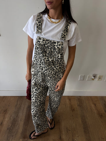 Feline Leopard Barrel Overalls