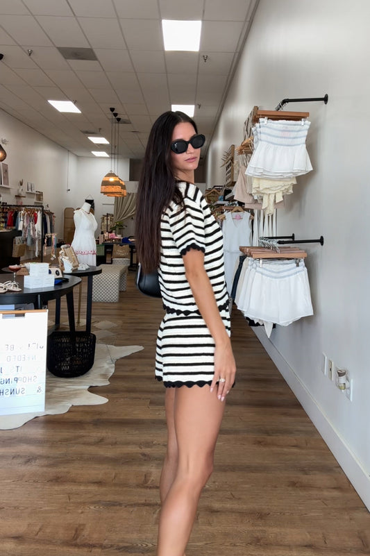 Le Weekend Crochet Knit Top & Shorts Set