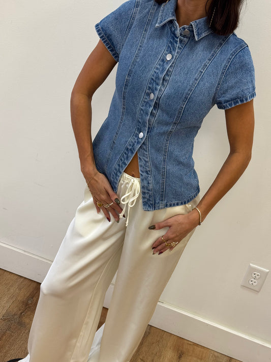 Tulley Button Front Denim Top