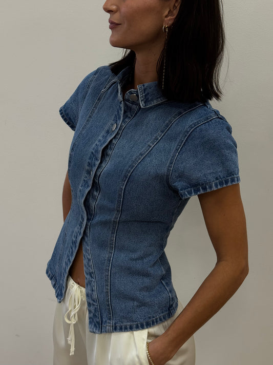 Tulley Button Front Denim Top