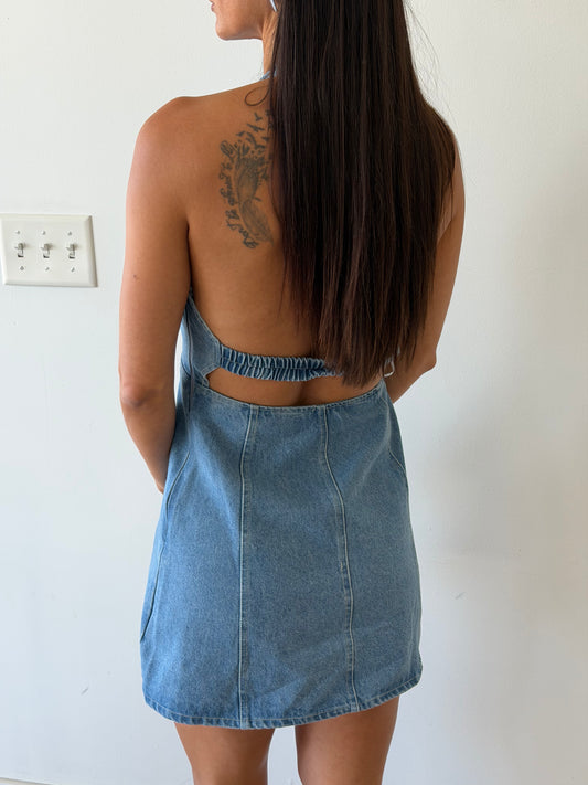 West Denim Halter Mini